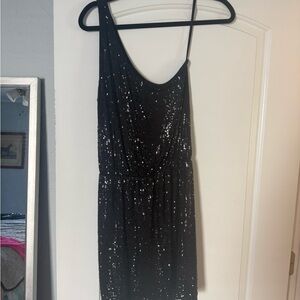 Tart Black Sequin One-Shoulder Cocktail Dress